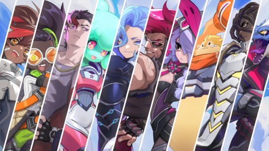 Key art for OMega Strikers with all the available in-game characters