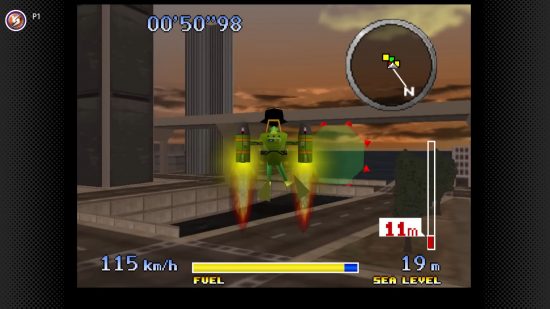 Captura de pantalla de un aterrizaje en Pilotwings para la guía de juegos de avión