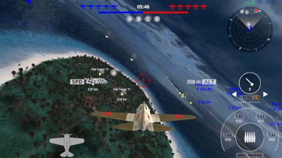 Screenshot van een hondengevecht in vleugels van helden voor vliegtuigspellengids