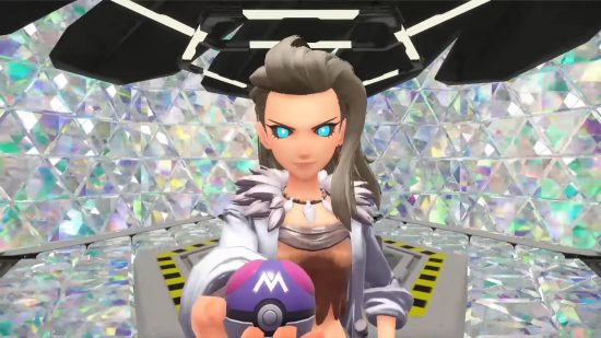 Pokémon villains - a women in a diamond encrusted room holding a master ball