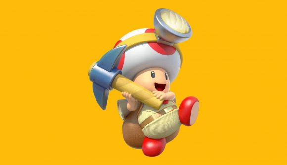 Relaxing games: Captain Toad holds a pickaxe ready to mine