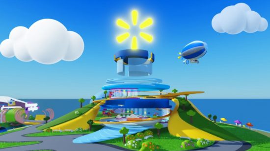 Key art of Roblox's Walmart Land for news on Roblox games and brands