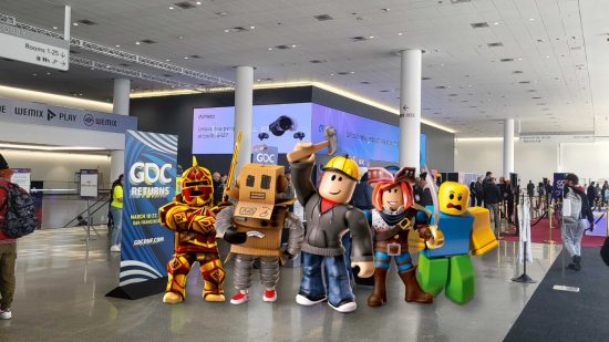 Custom image of Roblox characters attending GDC for Roblox GDC news