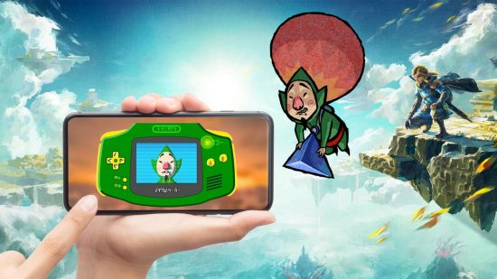 Tine of the Kingdom release date: a mobile phone operates controls, which in turn lead Tingle through the sky