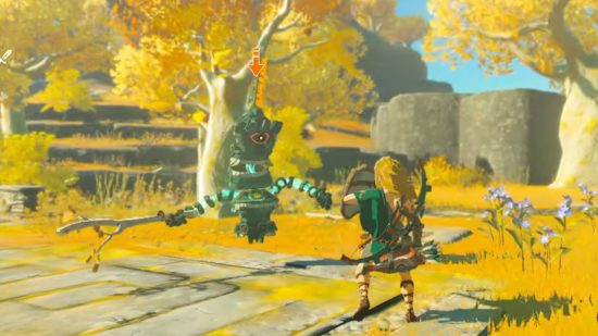 Screenshot of a Construct, one of the new Zelda: TotK enemies from the latest trailer