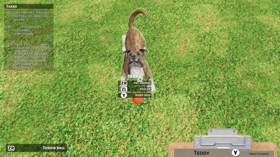 Animal Shelter Simulator review dog: a happy dog waiting for a treat
