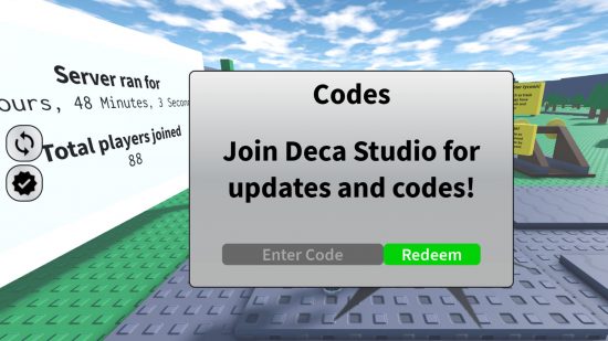 A screen showing the Coal Miner Tycoon 2 codes redemption box