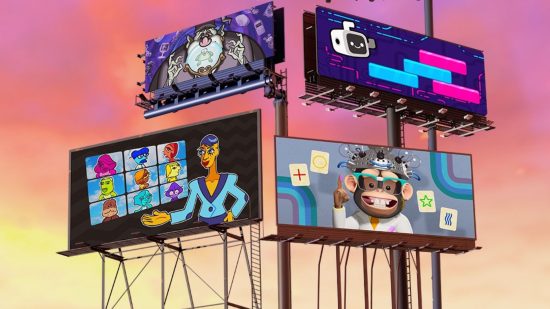 A selection of Jackbox games on billboards