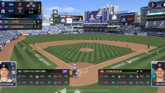 MLB Perfect Inning 23 review - a baseball field before a match begins