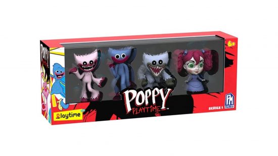 Four Poppy Playtime toys collectable figures in a box
