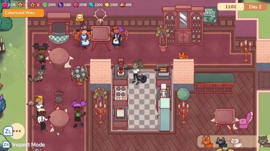 best restaurant games cat cafe manager: a top down view of a cafe with customers inside