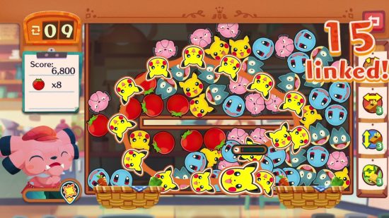 najlepsze gry restauracyjne pokemon cafe remiks: Ikony pokemonów spadają na ekran