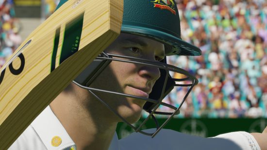 Cricket games: A close up of a cricket player in Cricket 22.
