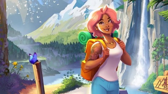 earth day games: longleaf valley's main character hiking through the mountains