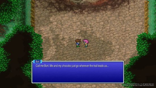 Final Fantasy Pixel Remasters review: two characters talk to each other next to a meteor