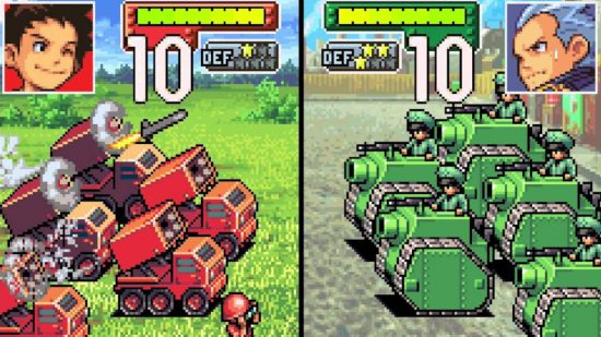 Screenshot of Advance Wars battling for best GBA games guide