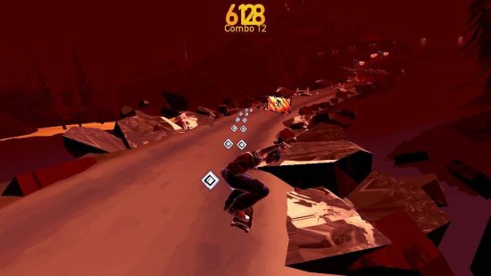 Road 96: Mile 0 review: Kaito skateboards down a path avoiding obstacles