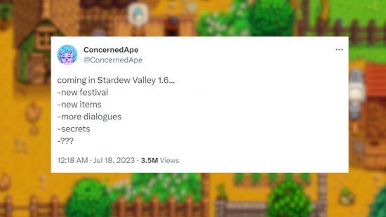 Captura de pantalla de la última actualización de Stardew Valley 1.6 de ConcernedApe