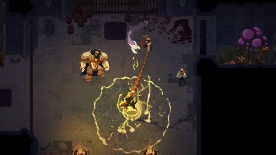 The Mageseeker review: Sylus swings his chains to attack multiple enemies