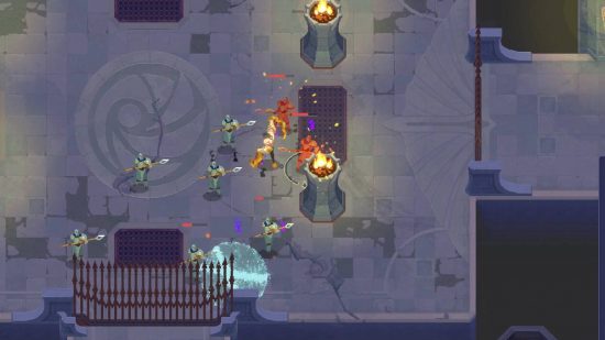 The Mageseeker review: Sylus attacks multiple enemies ion a dungeon
