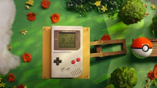 What is Pokémon: a Game Boy is shown with Pokemon being played on the screen