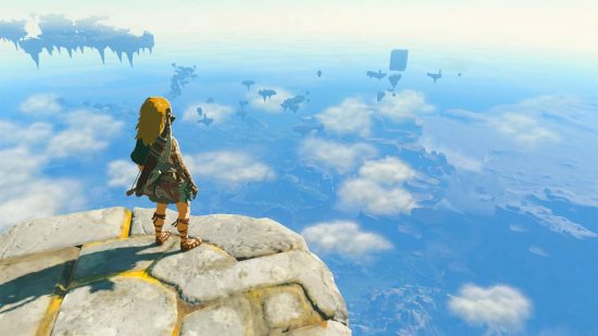 Zelda Tears of the Kingdom trailer breakdown: Link looks over the land of Hyrule from a sky island