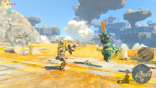 Screenshot of Link battling a Construct for Zelda: TotK enemies guide