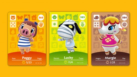 Three cards from Animal Crossing amiibo cards series 4