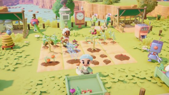 Go Go Town preview: a load of characters tending an overgrown farm