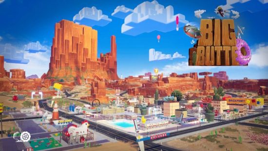 Lego 2K Drive review: A loading screen shows the level about to be played, with a large canyon