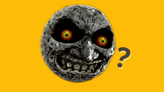 Majoras Mask Switch: the angry moon on a yellow background