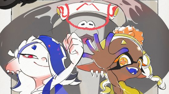 Splatoon characters - Deep Cut in a hand drawn pictuer