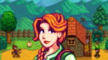 Stardew valley Leah oh a farm background