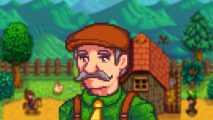 Stardew valley Lewis oh a farm background