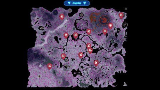 A map showing every Zelda Tears of The Kingdom lynel location in the depths of Hyrule