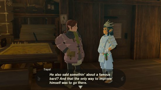Link asking Traysi about Zelda Tears of the Kingdom Kass