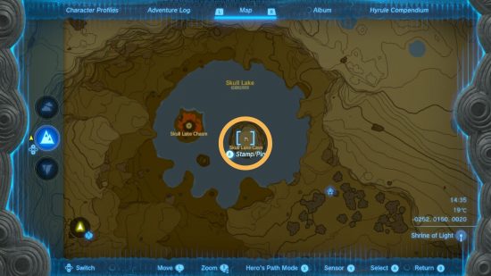 A map showing the Zelda Tears of the Kingdom armor fierce deity hood location