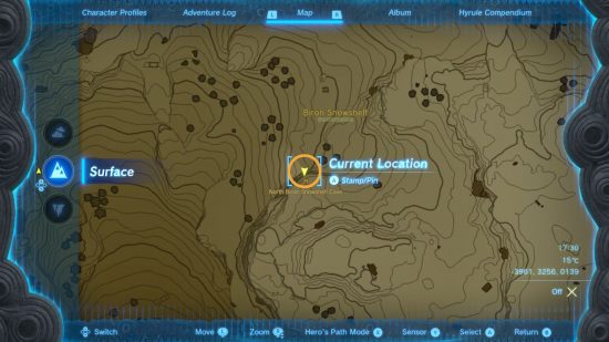 A map showing the Zelda Tears of the Kingdom armor vah medoh helm location in Hyrule