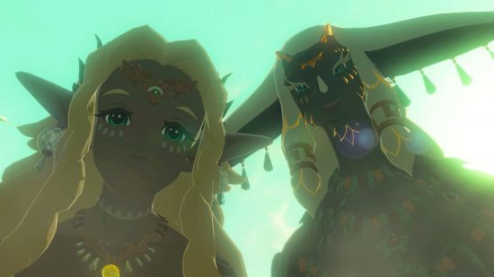 Dwie postacie z Zelda Tears of the Kingdom, król Rauru i królowa Sonia