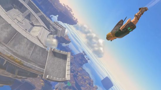 Zelda Tears of the Kingdom old maps: Link skydiving towards a sky island