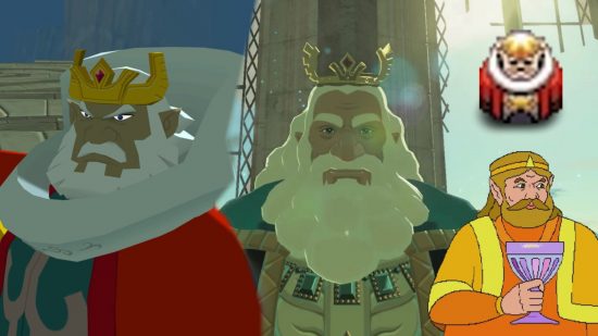 Postacie Zelda - obraz z czterema różnymi królami z The Legend of Zelda