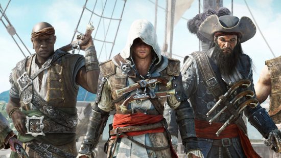 Screenshot of assassin games guide with characters from the pirate game Assassins Creed: Black Flag