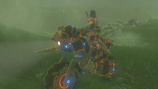 The Legend of Zelda: Breath of the Wild review image showing Link on the Master Cycle.