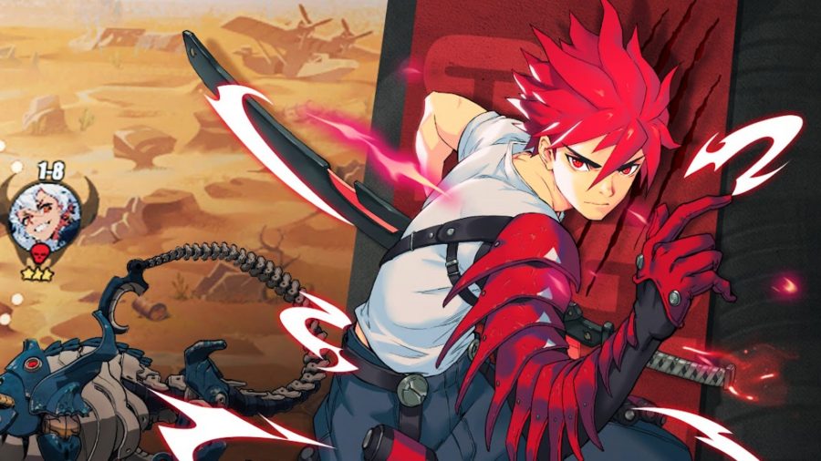 Captor Clash key art showing a warrior with red hair posing