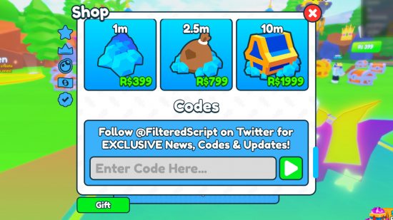 The Roblox Chest Simulator codes redeem pages