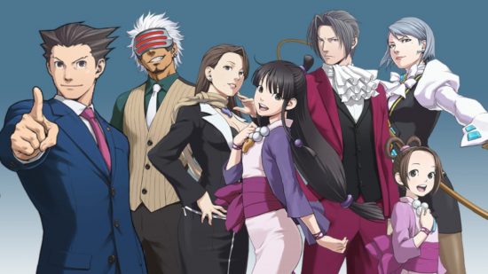 Detective games: The cast of the Phoenix Wright: Ace Attorney Trilogy games.