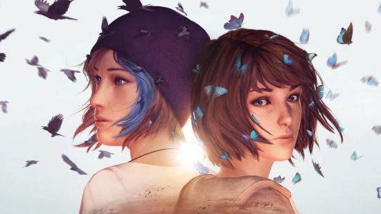 Detective games: Max and Chloe standing back to back surrounded by blue butterflies.