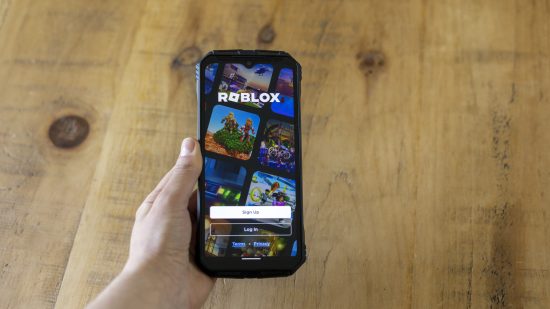 The Doogee S100 Pro phone being used to play Roblox