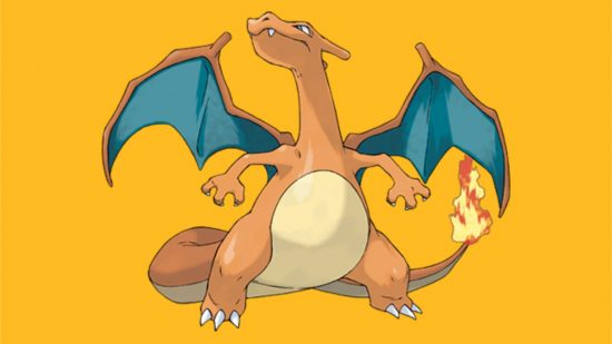 Fire Pokemon weakness - Charizard in front of a yellow background