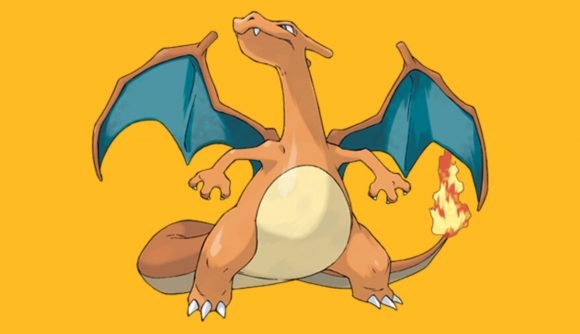 Fire Pokemon weakness - Charizard in front of a yellow background